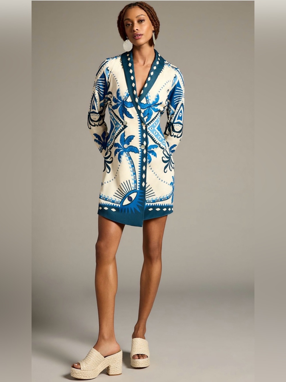 Farm Rio Long-Sleeve Blazer Dress